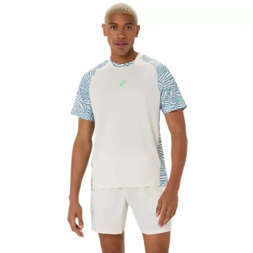 T-shirt Asics Padel Court Imprimé en SS Haut Bleu Crème