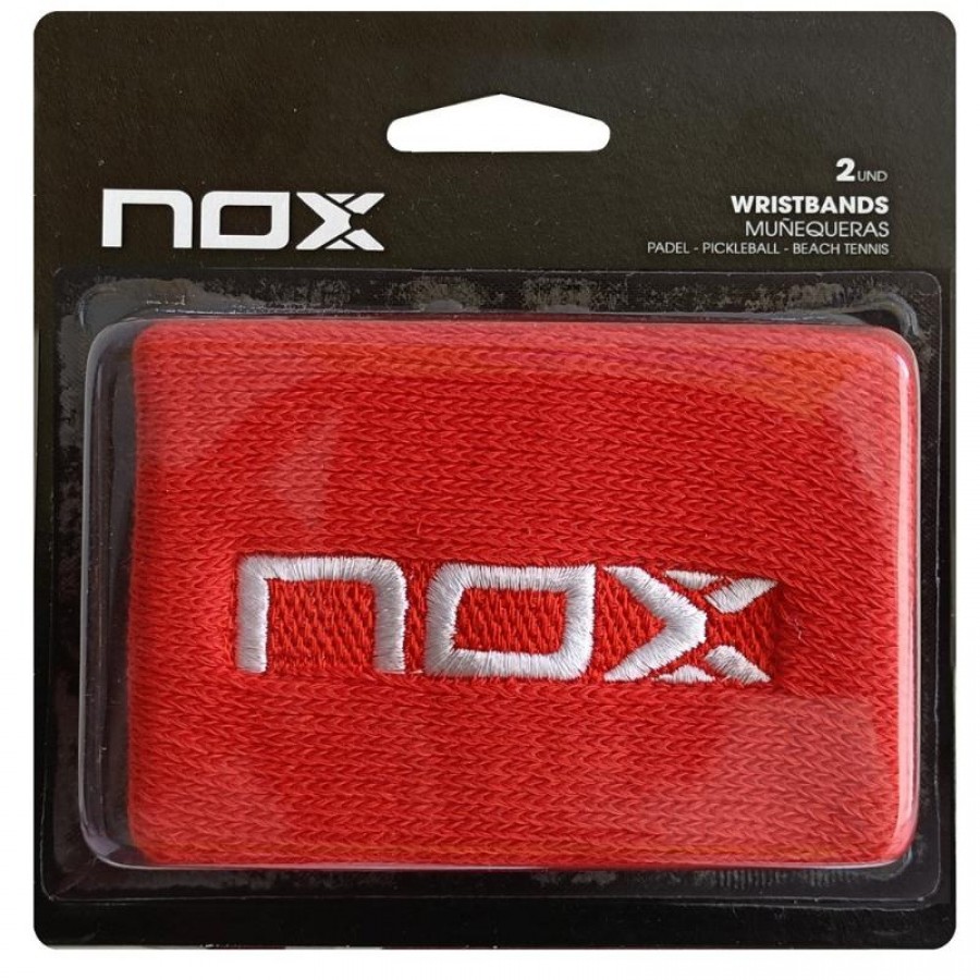 Muñequera Nox Roja Logo Blanco 2 Unidades  Oferta + Barato
