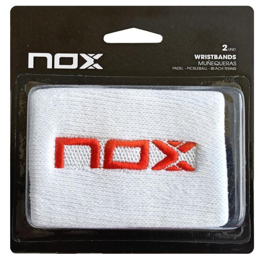 Muñequeras Nox Blanco Logo Rojo 2 Unidades  Oferta + Barato